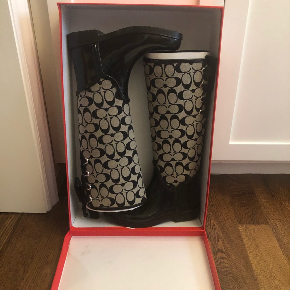 Brand new never been worn Coach rain boots
